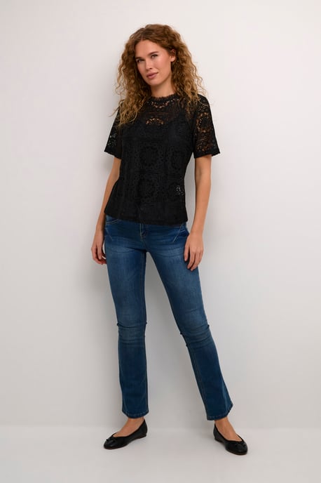 Kurzarm-Bluse Regular fit black - Image 1