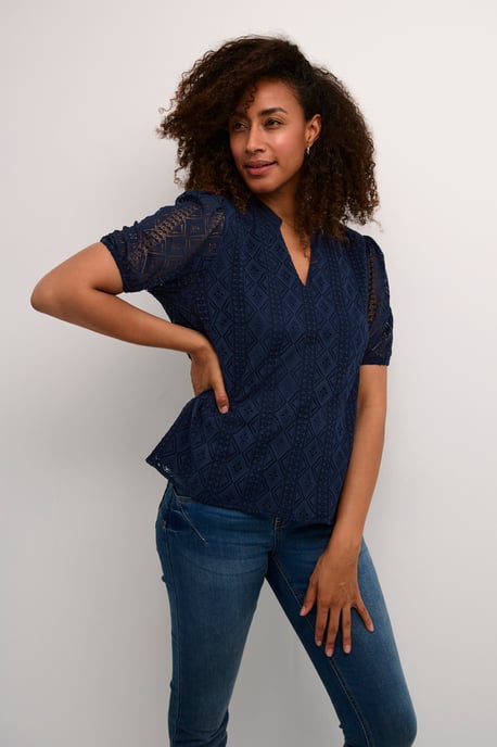 Kurzarm-Bluse Regular fit navy - Image 2