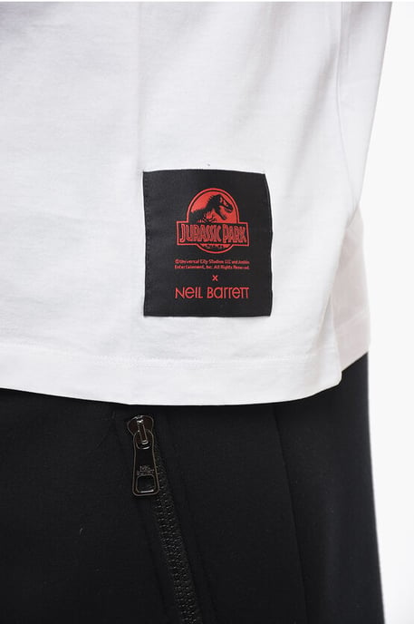 JURASSIC PARK X NB Rundhals-Baumwoll-T-Shirt HALF THUNDERBOLT in Weiß - Image 3