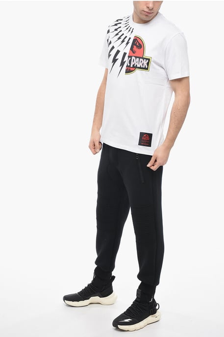 JURASSIC PARK X NB Rundhals-Baumwoll-T-Shirt HALF THUNDERBOLT in Weiß - Image 4