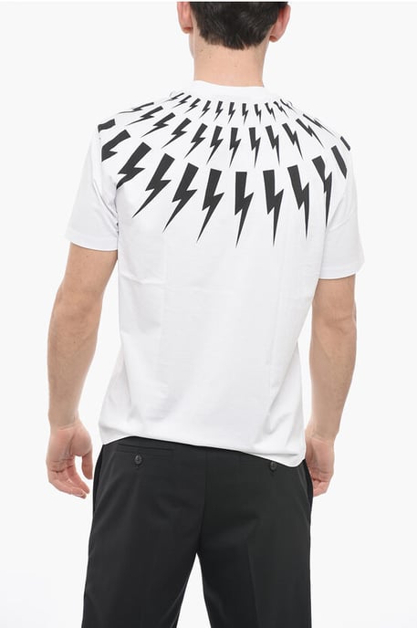 Neil Barrett Slim-Fit Fair-Isle THUNDERBOLT Rundhals-T-Shirt - Weiß - Image 2