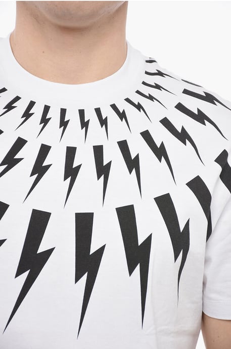 Neil Barrett Slim-Fit Fair-Isle THUNDERBOLT Rundhals-T-Shirt - Weiß - Image 3