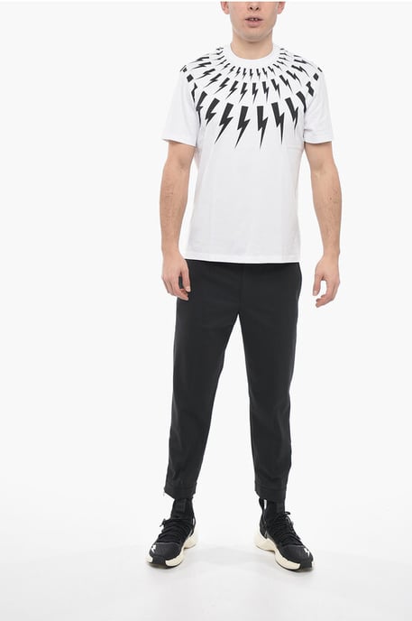 Neil Barrett Slim-Fit Fair-Isle THUNDERBOLT Rundhals-T-Shirt - Weiß - Image 4