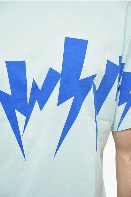 Slim Fit JUMBLED BOLT Rundhals-T-Shirt in Hellblau - Image 3