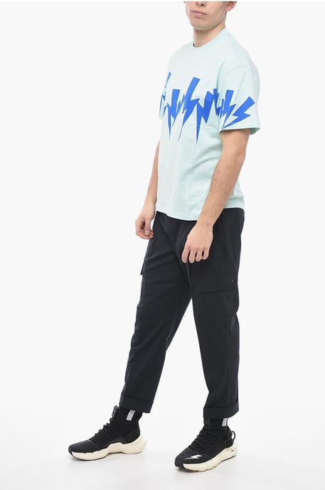 Slim Fit JUMBLED BOLT Rundhals-T-Shirt in Hellblau - Image 4