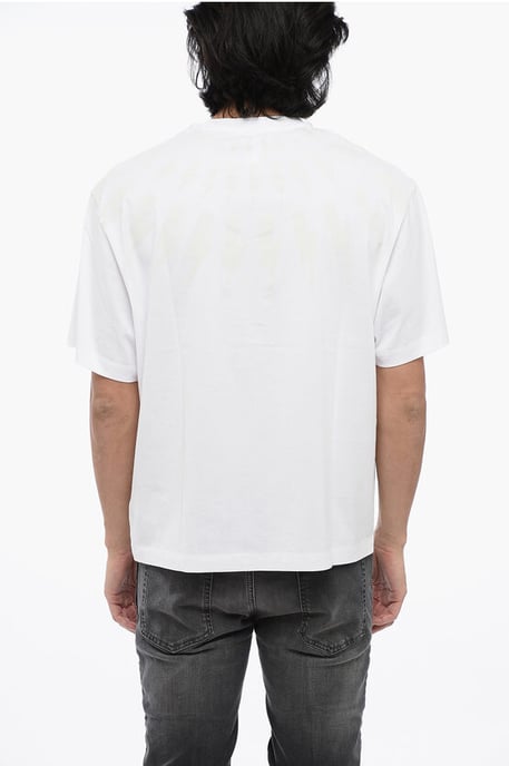 Baumwoll-T-Shirt mit überschnittener Schulter und FAIRISLE THUNDERBOLT in Weiß - Image 2