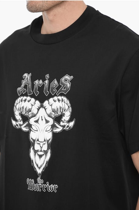 Slim Fit ARIES THE WARRIAR T-Shirt mit Rundhalsausschnitt in Schwarz - Image 3