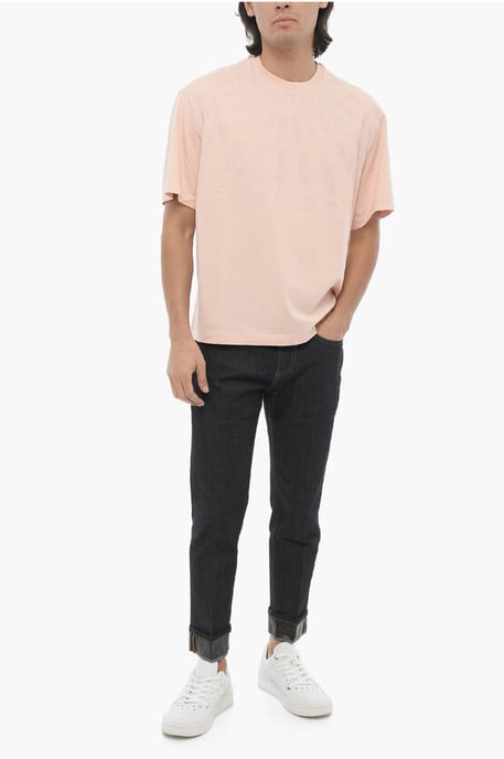 Slim Fit FAIRISLE THUNDERBOLT Rundhals-T-Shirt mit Oberteil in Pink - Image 4