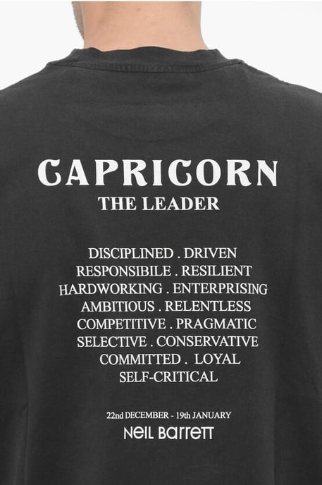Slim Fit CAPRICORN THE LEADER Rundhals-T-Shirt in Grau - Image 4