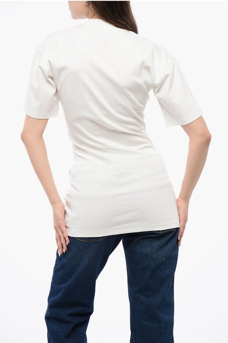 Einfarbiges T-Shirt mit Rundhalsausschnitt aus Baumwolle in Weiß - Image 2