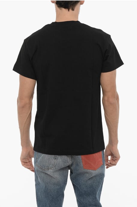 Baumwolljersey-T-Shirt mit Rundhalsausschnitt und Kontrastdruck in Schwarz - Image 2