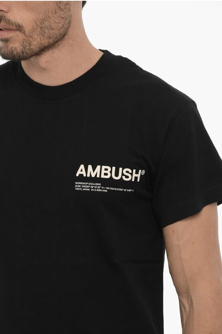 Baumwolljersey-T-Shirt mit Rundhalsausschnitt und Kontrastdruck in Schwarz - Image 3