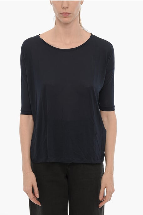 Einfarbiges Oversize-T-Shirt mit Rundhalsausschnitt in Blau - Image 1
