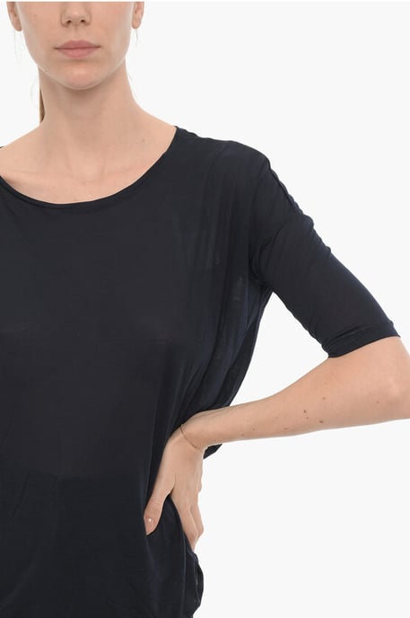 Einfarbiges Oversize-T-Shirt mit Rundhalsausschnitt in Blau - Image 3