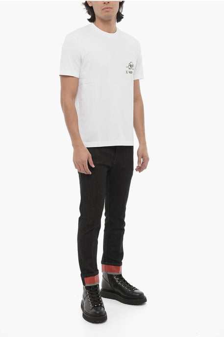 Slim Fit I SEE YOU T-Shirt mit Rundhalsausschnitt aus Baumwolle in Weiß - Image 4