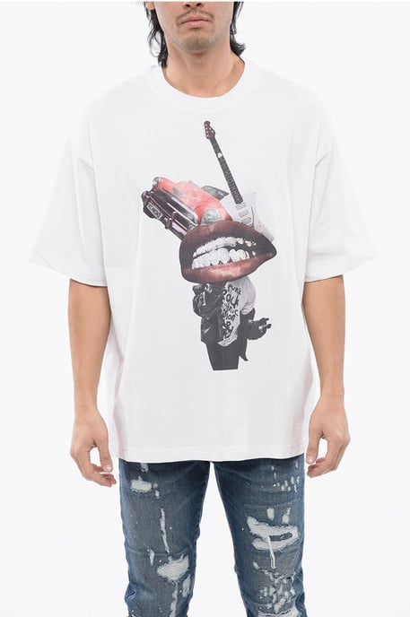 T-Shirt mit Oversize-Passform und Strass-Print in Weiß - Image 1