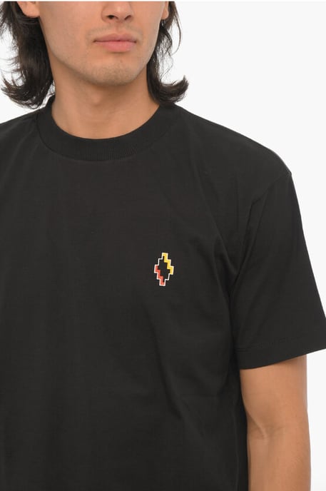 Baumwoll-T-Shirt mit Rundhalsausschnitt in Schwarz - Image 3