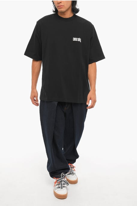 Bedrucktes DISCO GOD T-Shirt mit Rundhalsausschnitt in Schwarz - Image 4