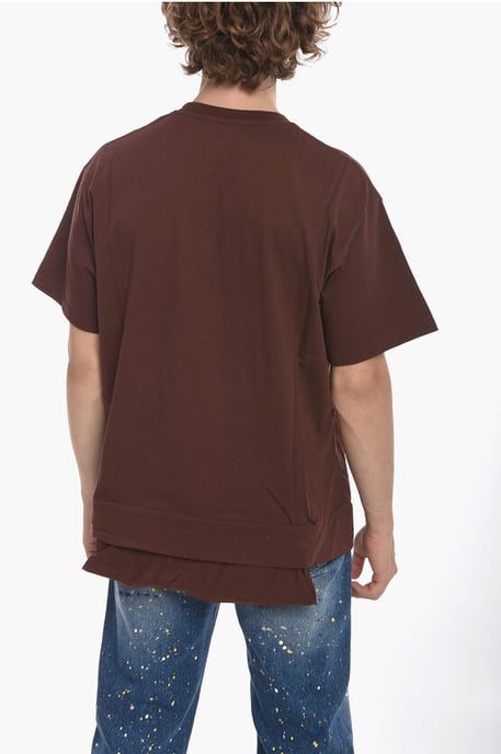 Baumwoll-T-Shirt mit Rundhalsausschnitt und Taillentasche in Braun - Image 2