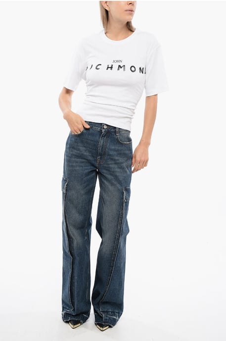 TOMIOK Überzieh-T-Shirt mit Spitzendetail hinten in Weiß - Image 4