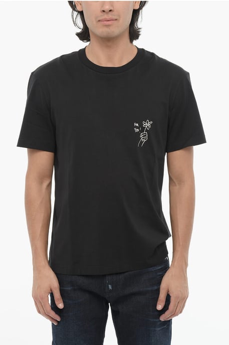 Cotton FOR YOU Rundhals-T-Shirt mit Kontrast-Print in Schwarz - Image 1