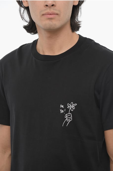 Cotton FOR YOU Rundhals-T-Shirt mit Kontrast-Print in Schwarz - Image 3