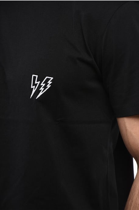 Slim Fit T-Shirt aus Baumwolle DOUBLE BOLT in Schwarz - Image 3