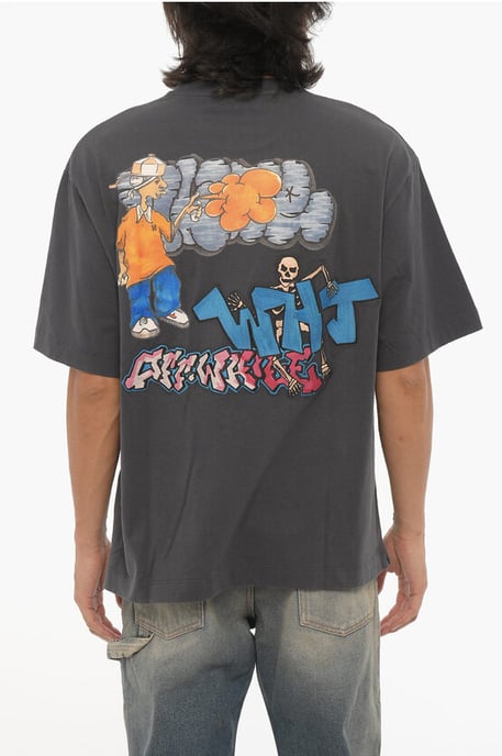 SEASONAL Rundhals-T-Shirt mit Graffiti-Print in Grau - Image 2