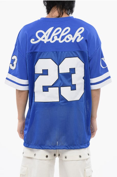 Besticktes FOOTBALL-T-Shirt aus Mesh in Blau - Image 2