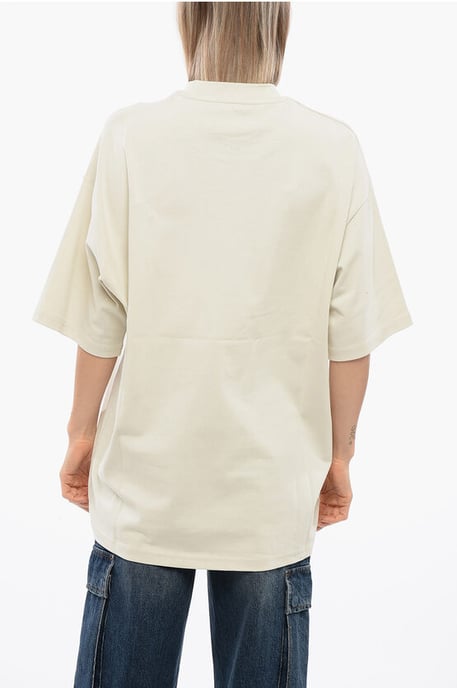 PELAC Oversize T-Shirt mit Kontrastprint in Beige - Image 2