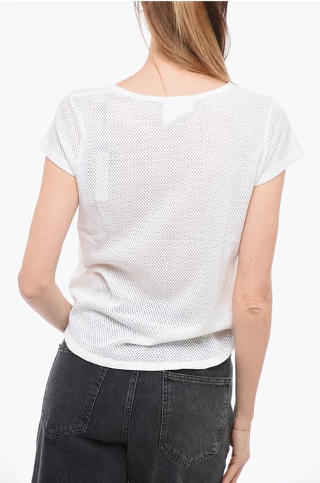 T-Shirt mit Rundhalsausschnitt und durchgehender Perforation - Image 2