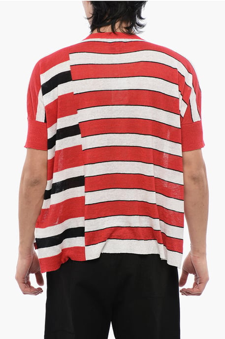 Gestreiftes Leinen-T-Shirt in Rot - Image 2