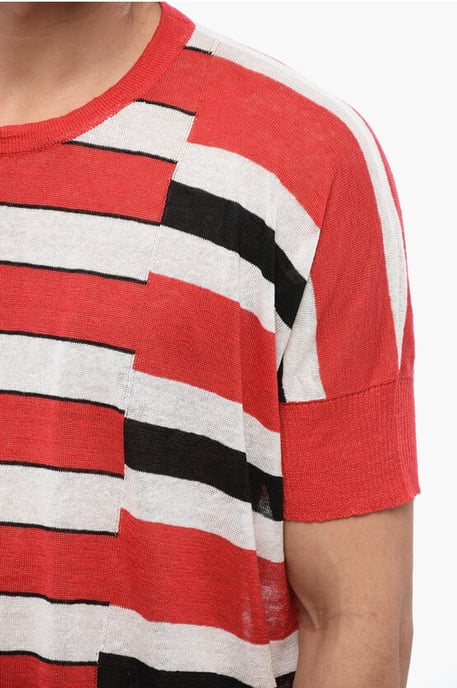 Gestreiftes Leinen-T-Shirt in Rot - Image 3