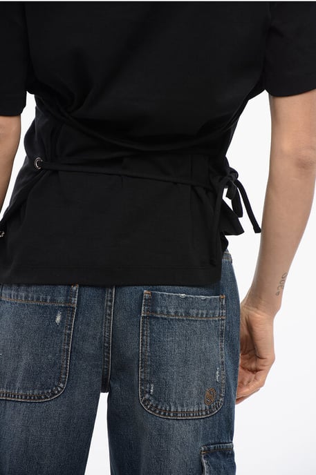 TOMIOK Überzieh-T-Shirt mit Spitzendetail hinten in Schwarz - Image 4