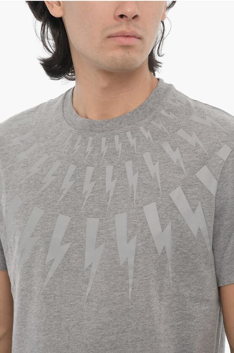 Neil Barrett Slim-Fit T-Shirt "FAIRISLE THUNDERBOLT" - Grau - Image 3