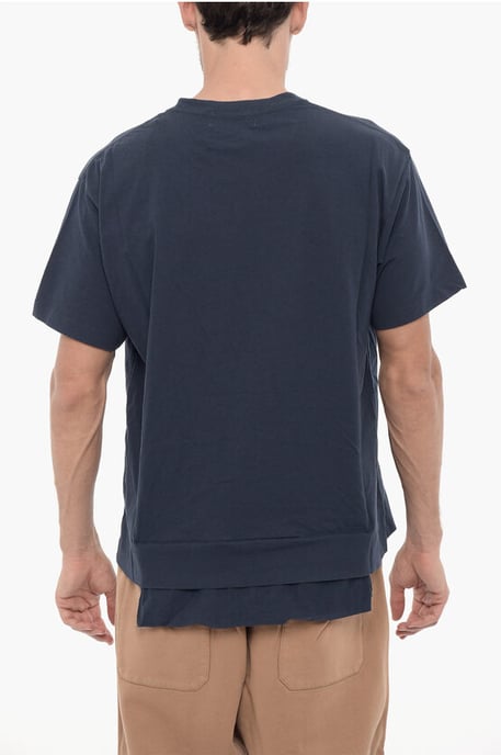 Einfarbiges T-Shirt mit Rundhalsausschnitt und Hüfttasche in Blau - Image 2