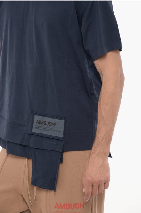 Einfarbiges T-Shirt mit Rundhalsausschnitt und Hüfttasche in Blau - Image 3