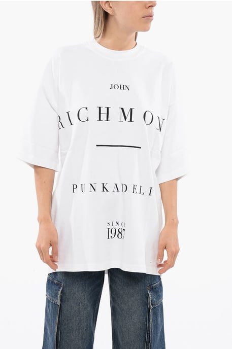 PELAC Oversize-T-Shirt mit Kontrastprint in Weiß - Image 1