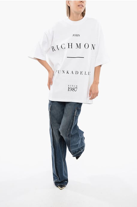 PELAC Oversize-T-Shirt mit Kontrastprint in Weiß - Image 4