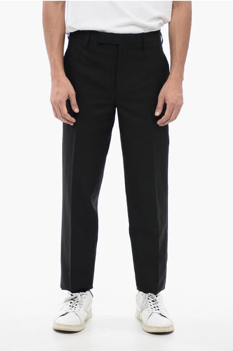 Slim Fit Hose aus Leinenmischung mit Gürtelschlaufen in Schwarz - Image 1