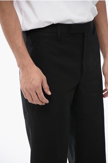 Slim Fit Hose aus Leinenmischung mit Gürtelschlaufen in Schwarz - Image 2