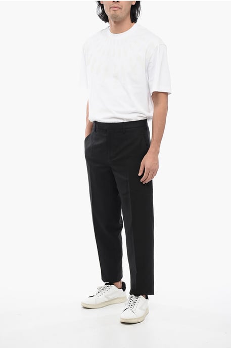 Slim Fit Hose aus Leinenmischung mit Gürtelschlaufen in Schwarz - Image 3