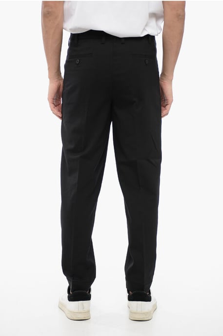 Tief sitzende Hose aus Wollmischung mit PRIEST COLLAR in Schwarz - Image 4