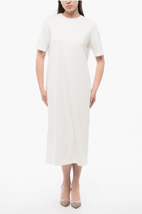 T-Shirt-Kleid aus Baumwolljersey in Weiß - Image 1