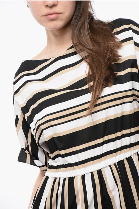 Ausgestelltes Kleid SCULLY mit Farbblock-Streifen in Beige, Weiß und Schwarz - Image 3