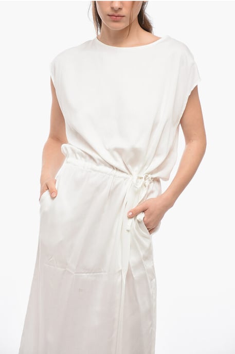 Einfarbiges Maxikleid aus Twill in Weiß - Image 4