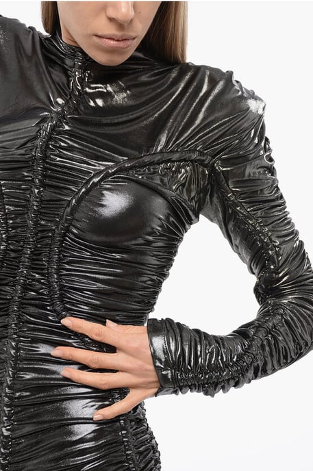 Drapiertes langärmliges ROPE-Kleid in Grau - Image 3