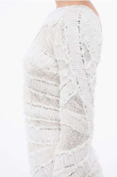 Pailletten-Minikleid mit tiefem Rückenausschnitt in Weiß - Image 3