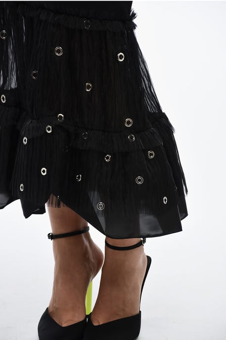 Slipdress mit Rüschensaum in Schwarz - Image 3