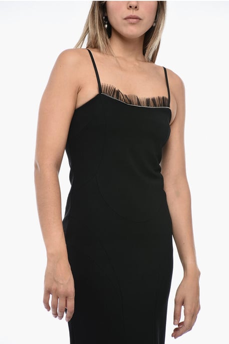 Slipdress mit Rüschensaum in Schwarz - Image 4